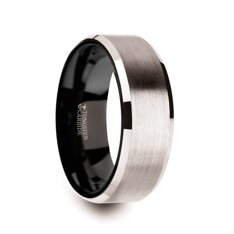 Coral Springs White Tungsten Raised Polished Center Ring 